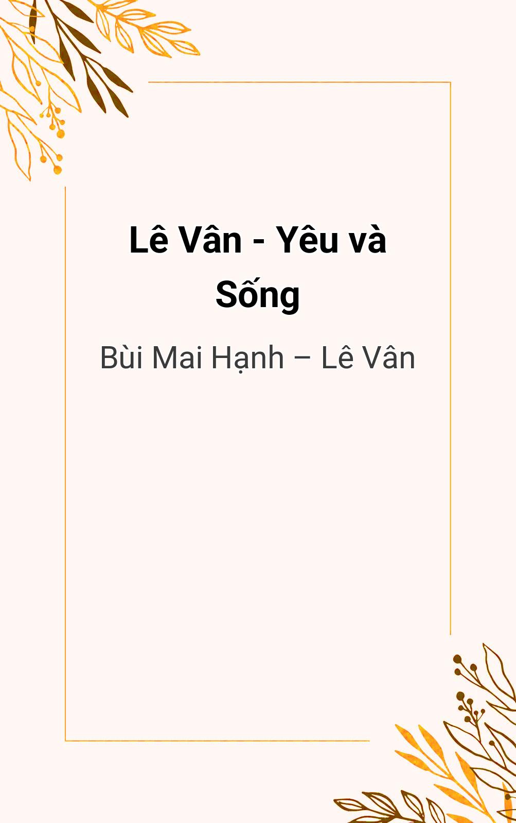 Lê Vân - Yêu Và Sống