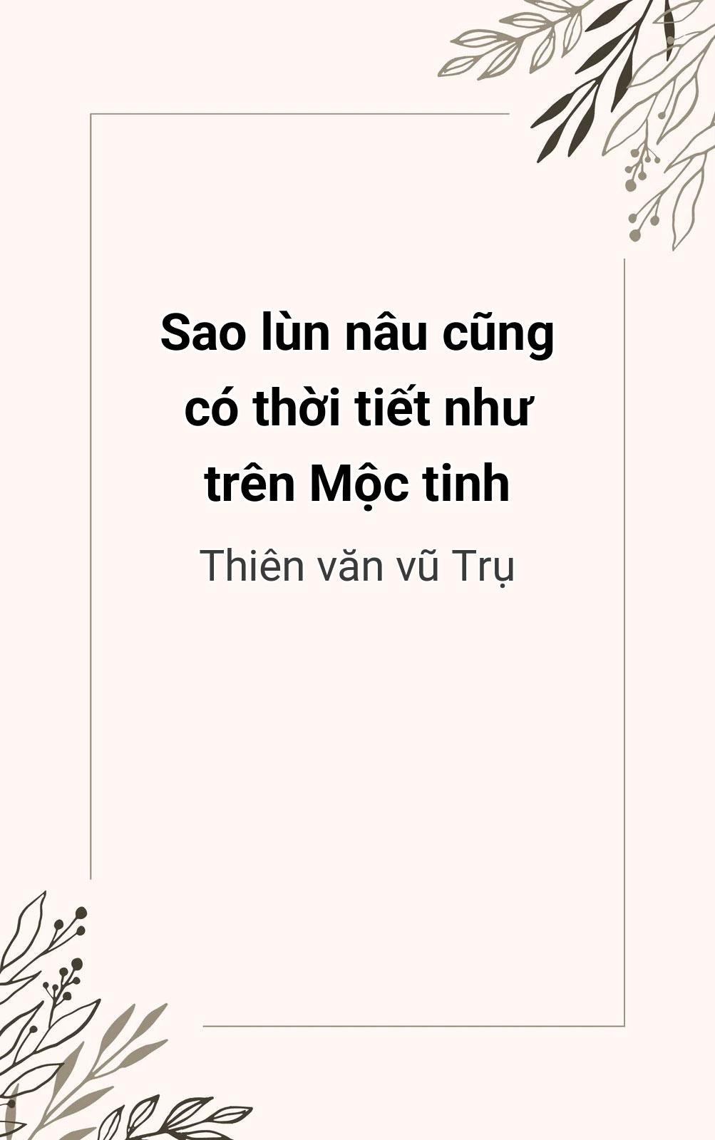 Sao Lùn Nâu Cũng Có Thời Tiết Như Trên Mộc Tinh