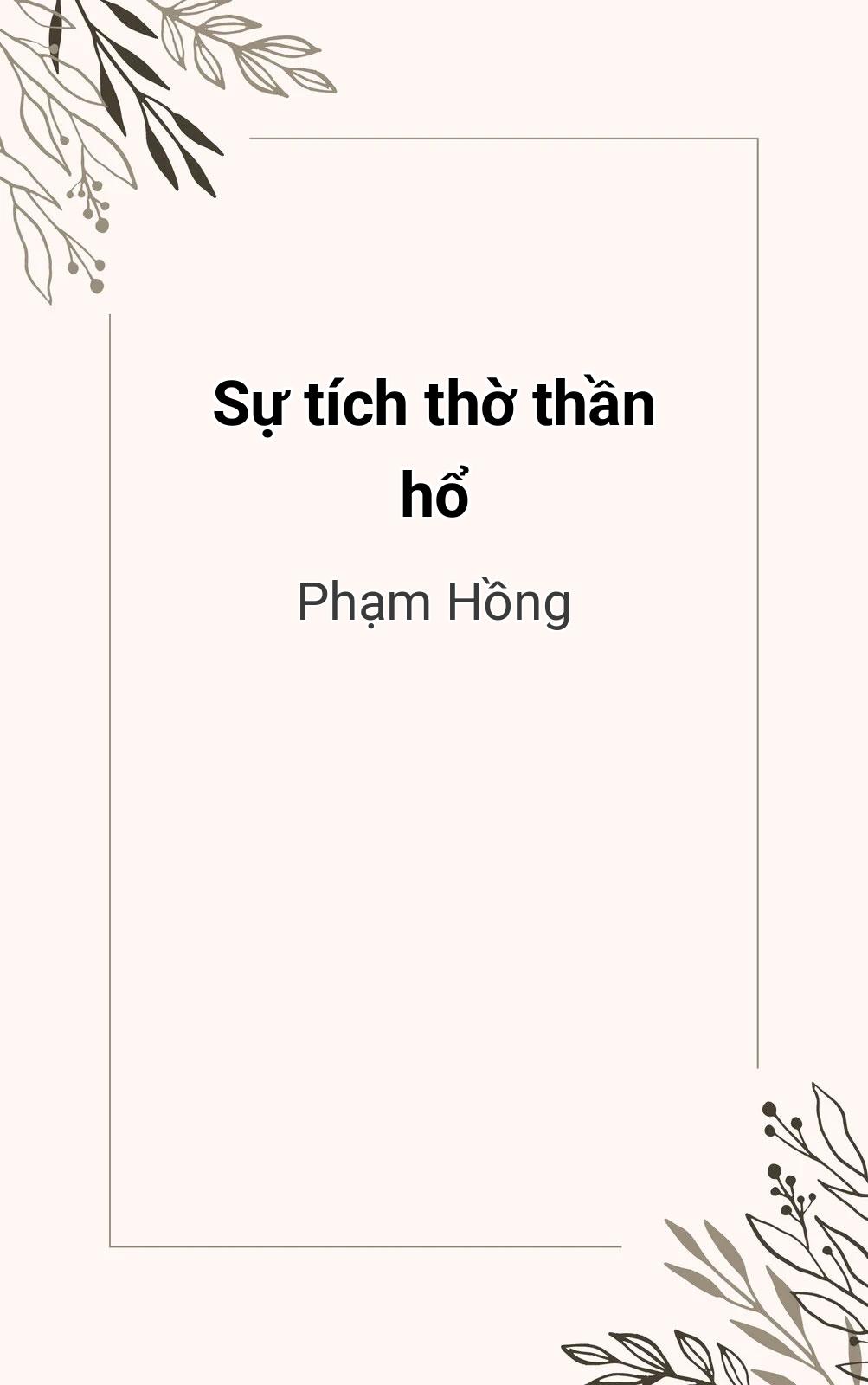 Sự Tích Thờ Thần Hổ